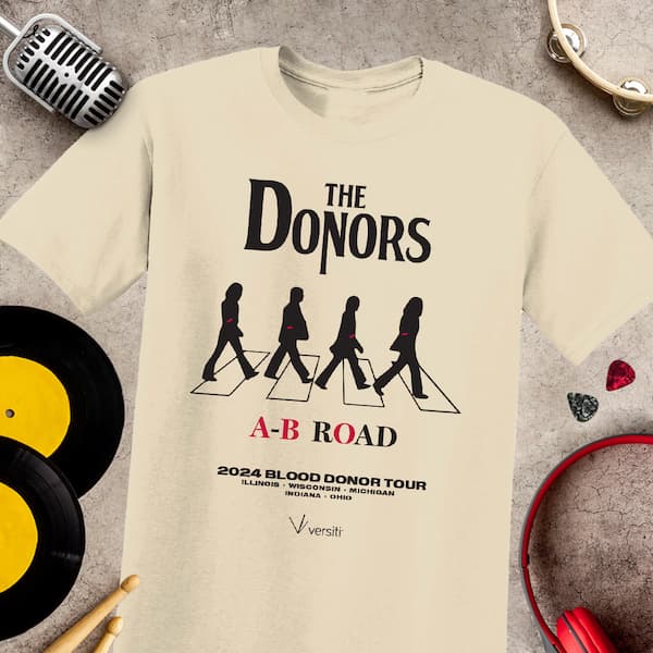 Give blood at a donor center June 24-30 to get a Beatles-inspired T-shirt